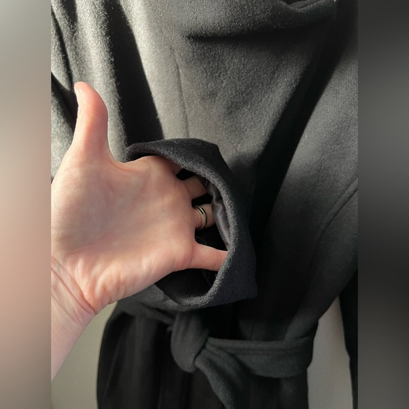 New Cole Haan Women's Slick Wool Belted Coat In Black Size 14 - Picture 7 of 12